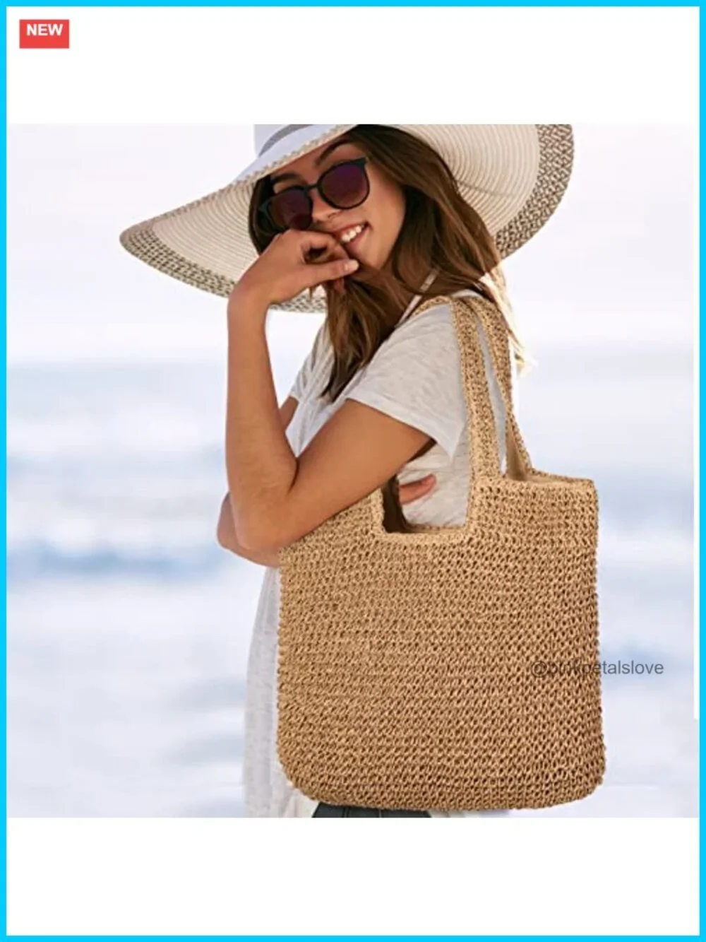 Handmade Straw Woven Hobo Tote Bag Beach Summer Shoulder Bag Large Capacity